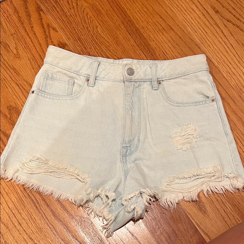 PacSun Light Wash Frayed Denim Shorts
